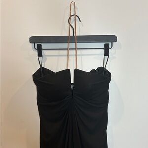 Vintage Versace Black Strapless Dress with Rose Gold Neck Chain